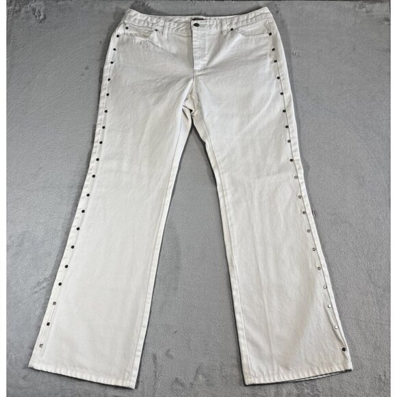Michael Kors White Denim Greenwich Fit Bootcut Women’s Pants Size 14 Flared Boho - Picture 1 of 8